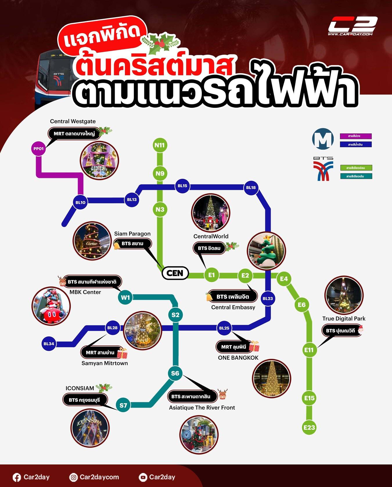 แจกพิกัด ถ่ายรูปกับต้นคริสต์มาสสวยๆ ตามแนวรถไฟฟ้า